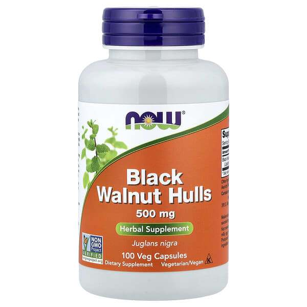 NOW Foods, Black Walnut Hulls, 500 mg, 100 Veg Capsules