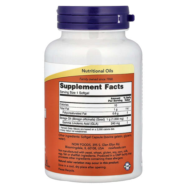 Alternative view of NOW Foods, Borage Oil, 60 Softgels