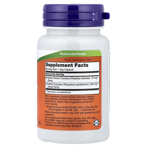 Alternative view of NOW Foods, Butterbur With Feverfew, 60 Veg Capsules