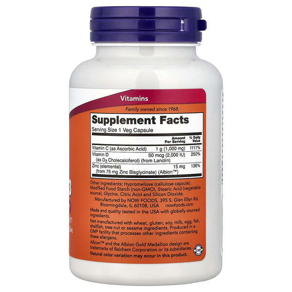 Alternative view of NOW Foods, C-1000 Zinc & D-3, 100 Veg Capsules