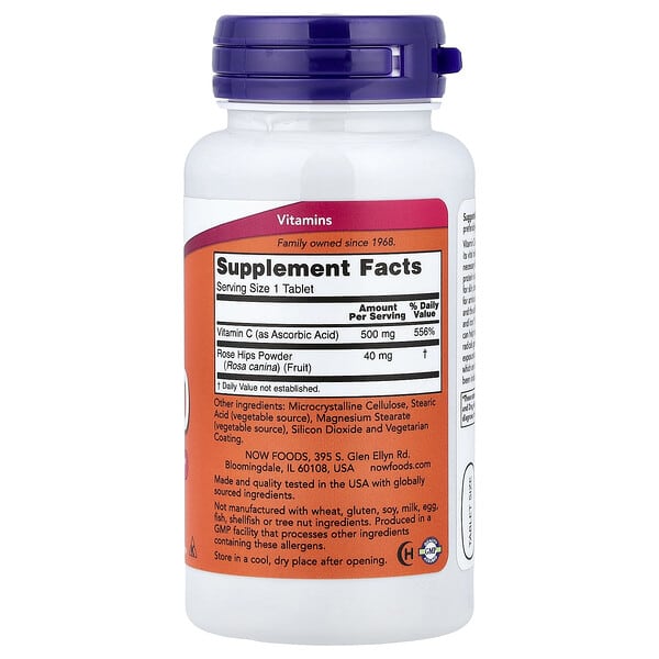 Alternative view of NOW Foods, C-500 With Rose Hips, 100 Tablets
