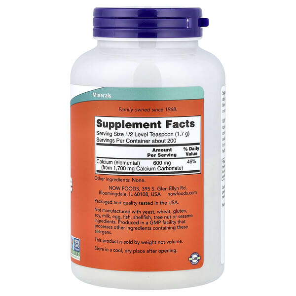 Alternative view of NOW Foods, Calcium Carbonate Pure Powder, 12 oz (340 g)