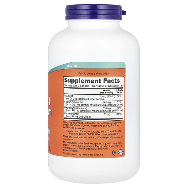 Alternative view of NOW Foods, Calcium & Magnesium, 240 Softgels