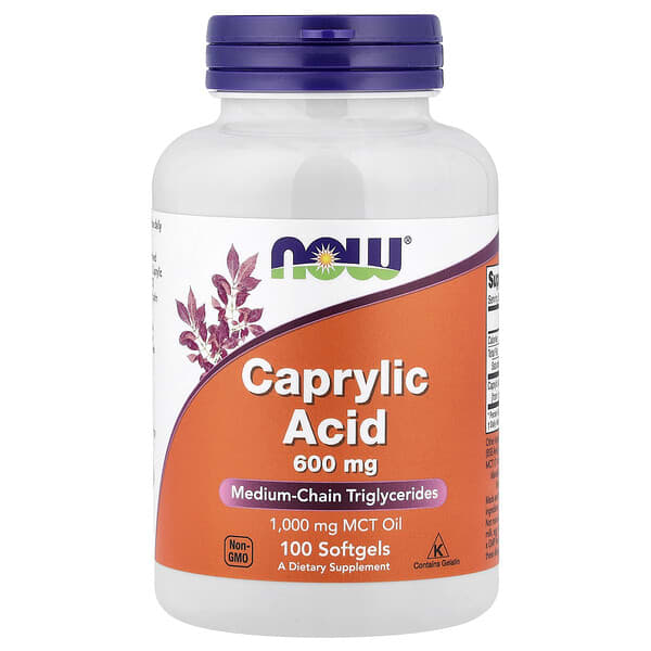NOW Foods, Caprylic Acid, 600 mg, 100 Softgels