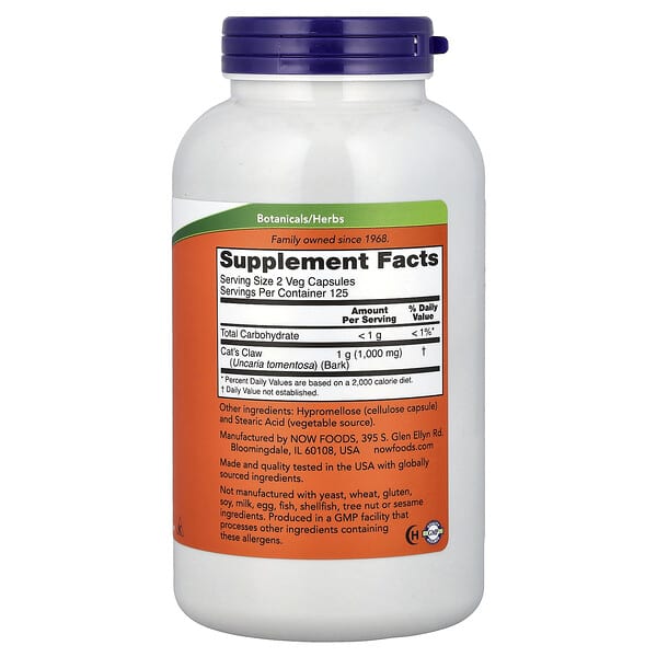 Alternative view of NOW Foods, Cat's Claw, 500 mg, 250 Veg Capsules