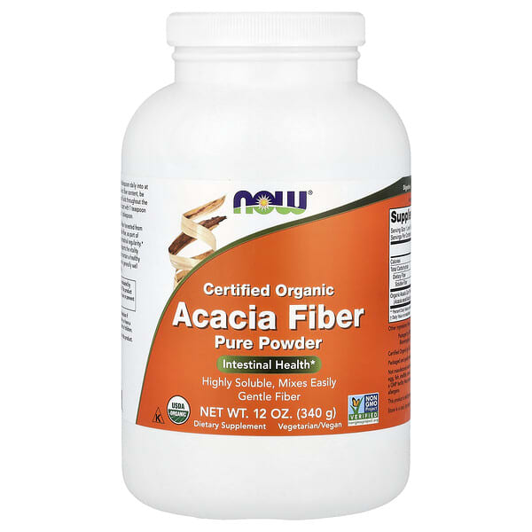 NOW Foods, Certified Organic Acacia Fiber Pure Powder, 12 oz (340 g)