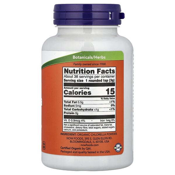 Alternative view of NOW Foods, Certified Organic Chlorella Pure Powder, 4 oz (113 g)