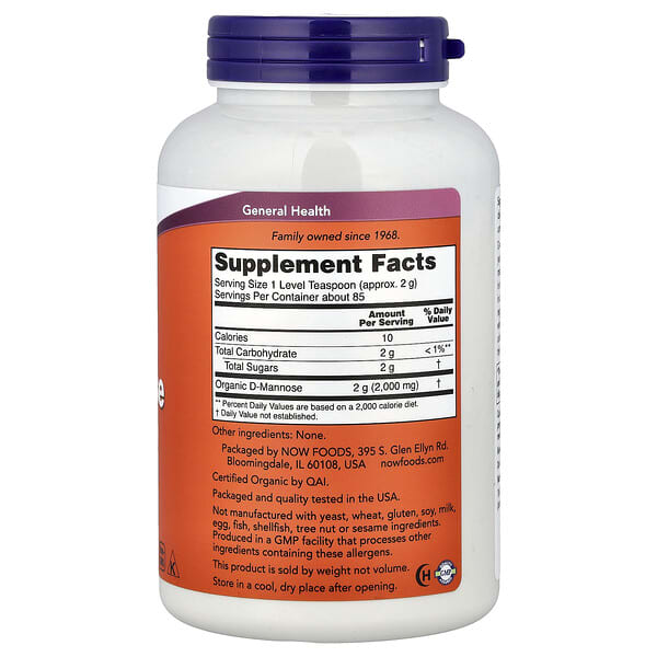 Alternative view of NOW Foods, Certified Organic D-Mannose Pure Powder, 6 oz (170 g)