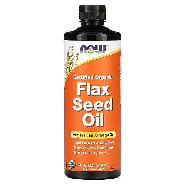 NOW Foods, Certified Organic Flax Seed Oil, 24 fl oz (710 ml)