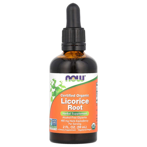 NOW Foods, Certified Organic Licorice Root, 480 mg, 2 fl oz (59 ml)