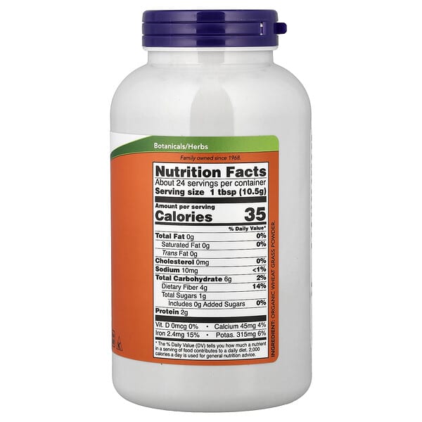 Alternative view of NOW Foods, Certified Organic Wheat Grass, Pure Powder, 9 oz (255 g)