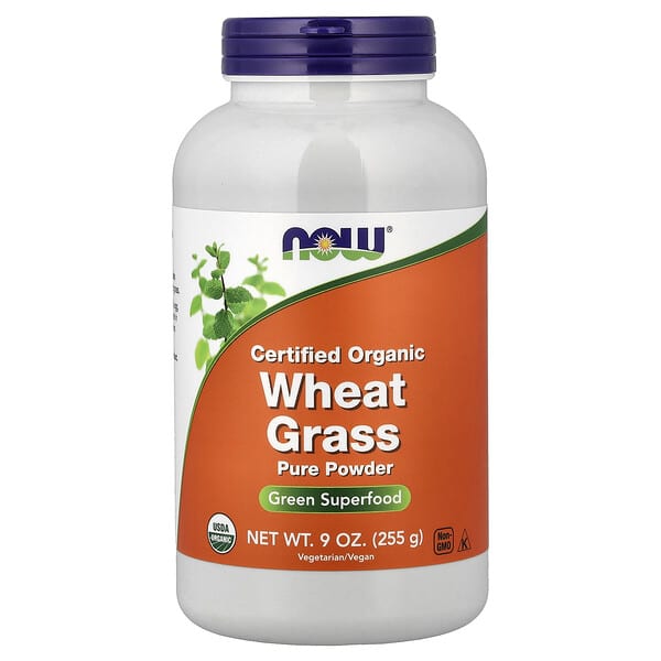 NOW Foods, Certified Organic Wheat Grass, Pure Powder, 9 oz (255 g)