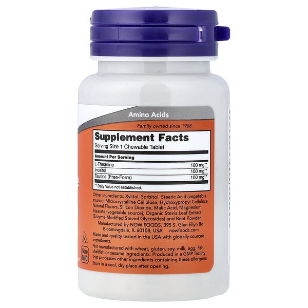 Alternative view of NOW Foods, Chewable L-Theanine, Berry , 90 Chewables