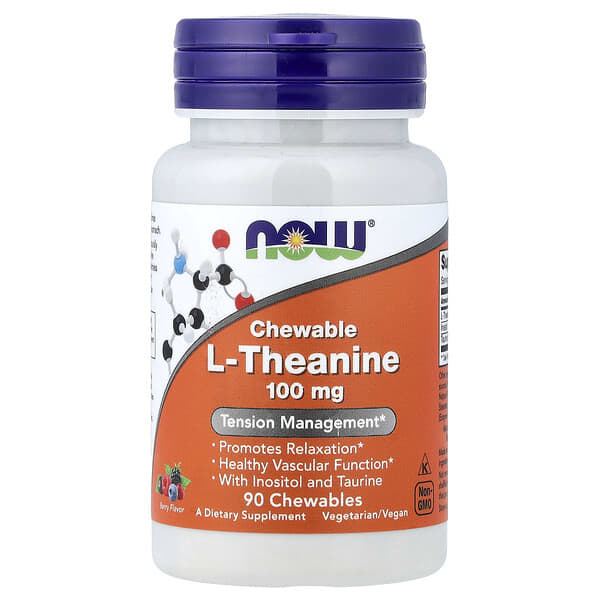 NOW Foods, Chewable L-Theanine, Berry , 90 Chewables
