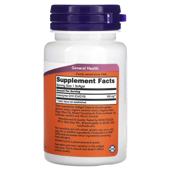 Alternative view of NOW Foods, CoQ10, 100 mg, 50 Softgels