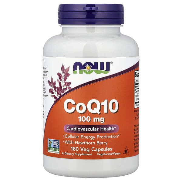 NOW Foods, CoQ10 With Hawthorn Berry, 180 Veg Capsules