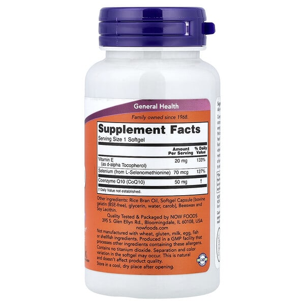 Alternative view of NOW Foods, CoQ10 With Selenium & Vitamin E, 100 Softgels