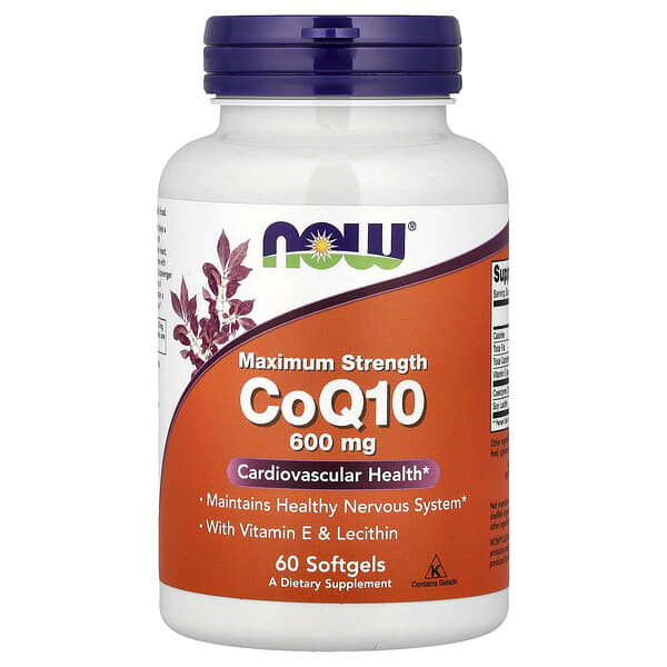 NOW Foods, CoQ10 With Vitamin E & Lecithin, 60 Softgels