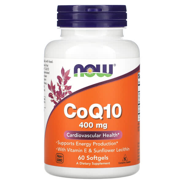 NOW Foods, CoQ10 With Vitamin E & Sunflower Lecithin, 60 Softgels