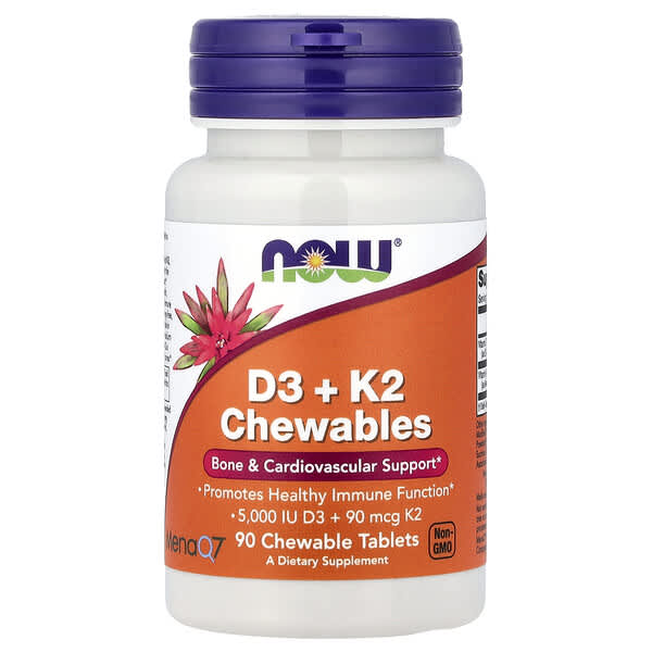 NOW Foods, D3 + K2 Chewables, 90 Chewables Tablets