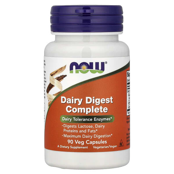NOW Foods, Dairy Digest Complete, 90 Veg Capsules