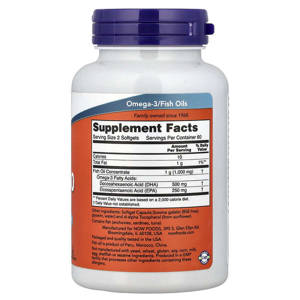 Alternative view of NOW Foods, DHA-250, Fish Oil, 120 Softgels