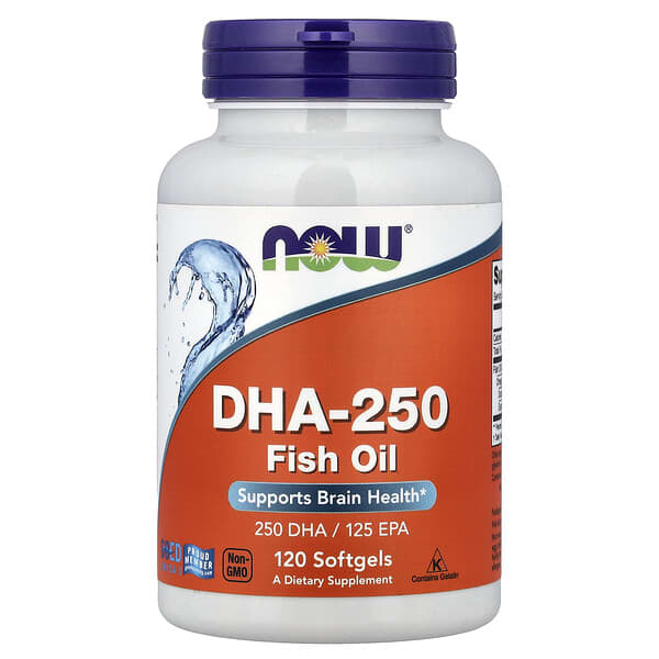 NOW Foods, DHA-250, Fish Oil, 120 Softgels