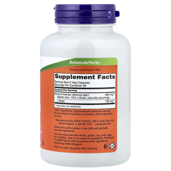Alternative view of NOW Foods, Dopa Mucuna, 180 Veg Capsules