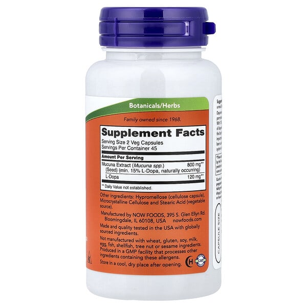 Alternative view of NOW Foods, Dopa Mucuna, 90 Veg Capsules