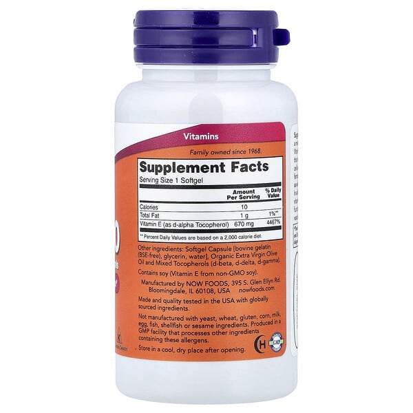 Alternative view of NOW Foods, E-1000 with Mixed Tocopherols, 670 mg (1,000 IU), 50 Softgels