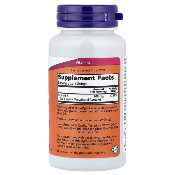 Alternative view of NOW Foods, E-400, 268 mg (400 IU), 100 Softgels