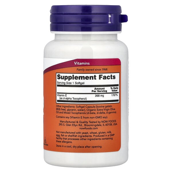 Alternative view of NOW Foods, E-400, 268 mg (400 IU), 50 Softgels