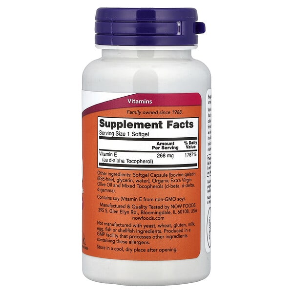 Alternative view of NOW Foods, E-400 with Mixed Tocopherols, 268 mg (400 IU), 100 Softgels