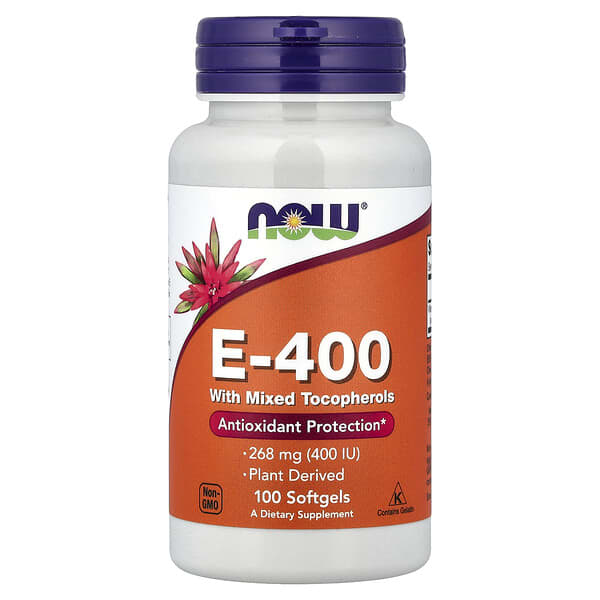 NOW Foods, E-400 with Mixed Tocopherols, 268 mg (400 IU), 100 Softgels