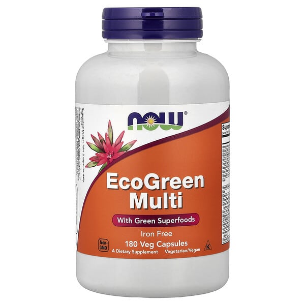 NOW Foods, EcoGreen Multi, Iron-Free, 180 Veg Capsules