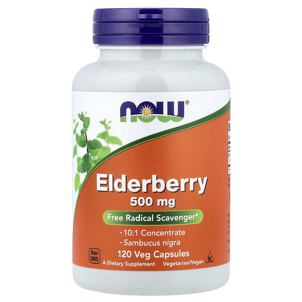 NOW Foods, Elderberry, 500 mg, 120 Veg Capsules