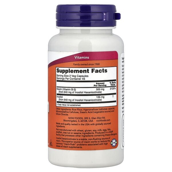Alternative view of NOW Foods, Flush-Free Niacin, 250 mg, 90 Veg Capsules