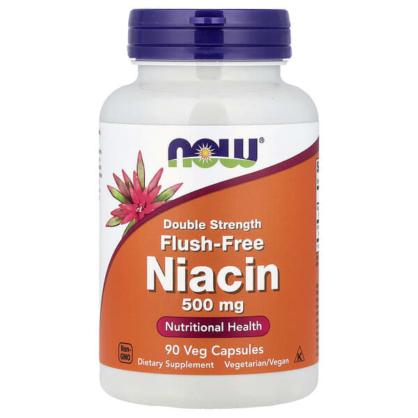 NOW Foods, Flush-Free Niacin, 500 mg, 90 Veg Capsules