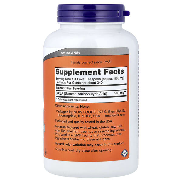 Alternative view of NOW Foods, GABA Pure Powder, 6 oz (170 g)