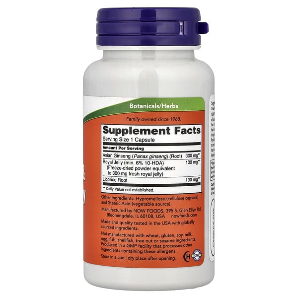 Alternative view of NOW Foods, Ginseng & Royal Jelly, 90 Capsules