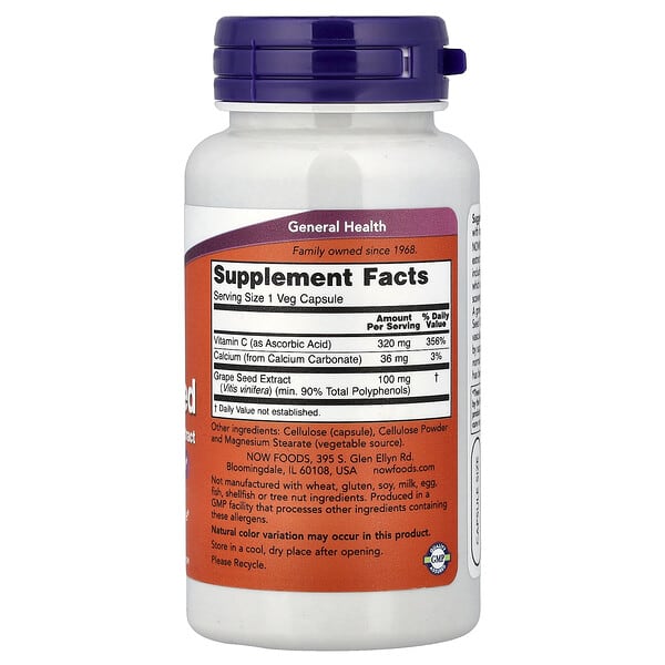 Alternative view of NOW Foods, Grape Seed, 100 Veg Capsules