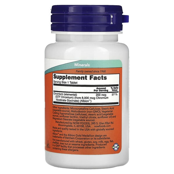 Alternative view of NOW Foods, GTF Chromium, 200 mcg, 100 Tablets