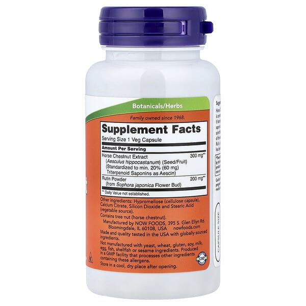 Alternative view of NOW Foods, Horse Chestnut With Added Rutin, 90 Veg Capsules