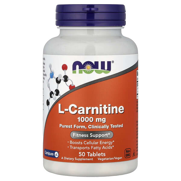 NOW Foods, L-Carnitine, 1,000 mg, 50 Tablets