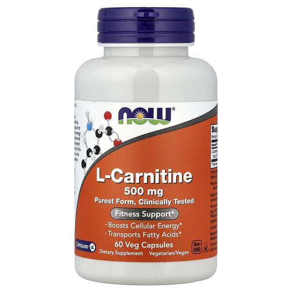 NOW Foods, L-Carnitine, 500 mg, 60 Veg Capsules