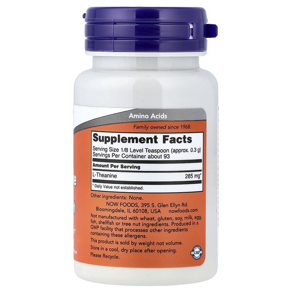 Alternative view of NOW Foods, L-Theanine Pure Powder, 1 oz (28 g)