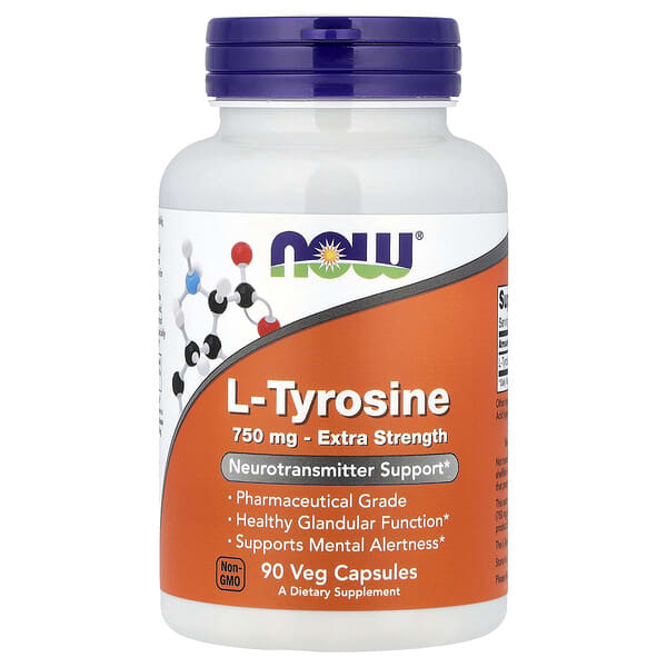 NOW Foods, L-Tyrosine, 750 mg, 90 Veg Capsules