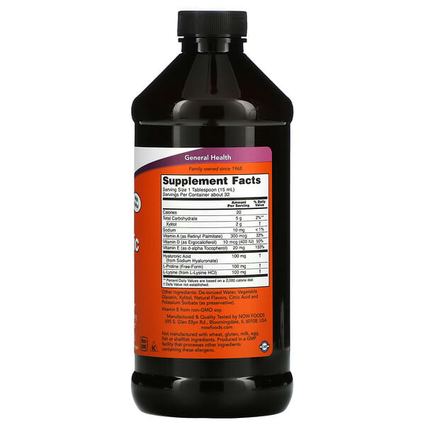 Alternative view of NOW Foods, Liquid Hyaluronic Acid, Berry, 100 mg, 16 fl oz (473 ml)