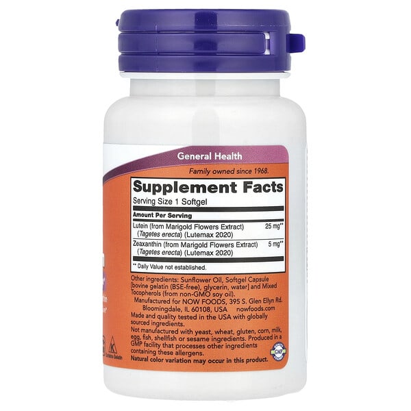 Alternative view of NOW Foods, Lutein & Zeaxanthin , 120 Softgels