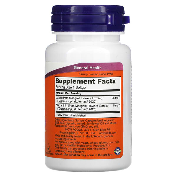Alternative view of NOW Foods, Lutein & Zeaxanthin, 60 Softgels